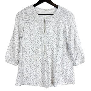 FatFace Floral White Blue Ditsy Blouse 3/4 Sleeve - 6 US